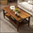 Rectangle Coffee Table Solid Wood Coffee Table with Storage Shelf,Farmhouse 2-Tier Center Table Lacquered Classical Legs,Easy Assembly Apartment Center Sofa Table  for Living Room