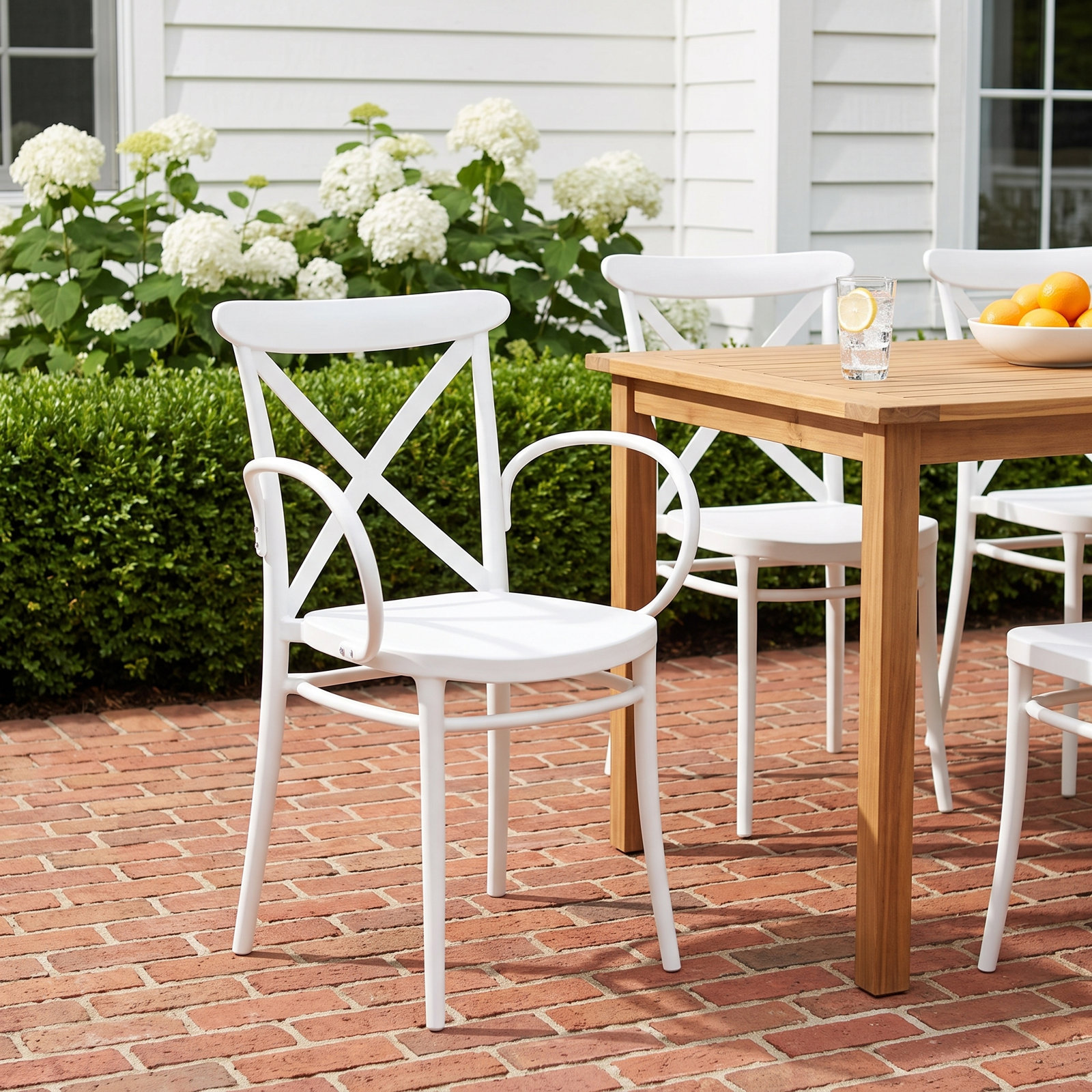 Kenne Stackable Patio Armchair, White