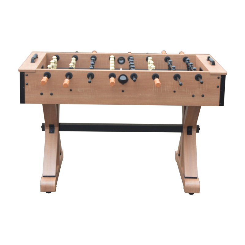Hathaway Daulton 55-In Foosball Table for Game Room - With Urban Oak Melamine Finish, Trestle-Style Base, Black Steel Rods, Octagon Handles & Built-In Ball Returns - Oak/Black Finish