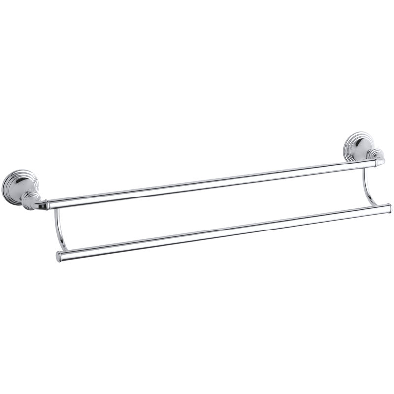 Devonshire Double 24" Wall Mounted Towel Bar, Polished Chrome