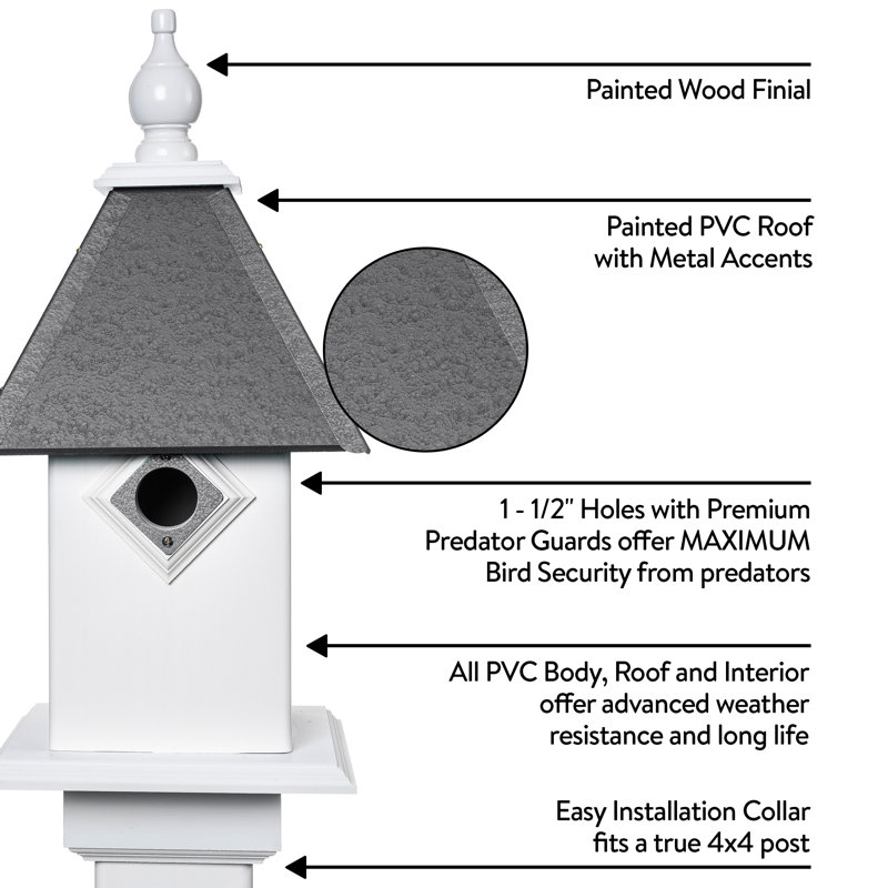 Chadron 22'' H x 13.25'' W x 13.25'' D Post Birdhouse, Cobalt Blue