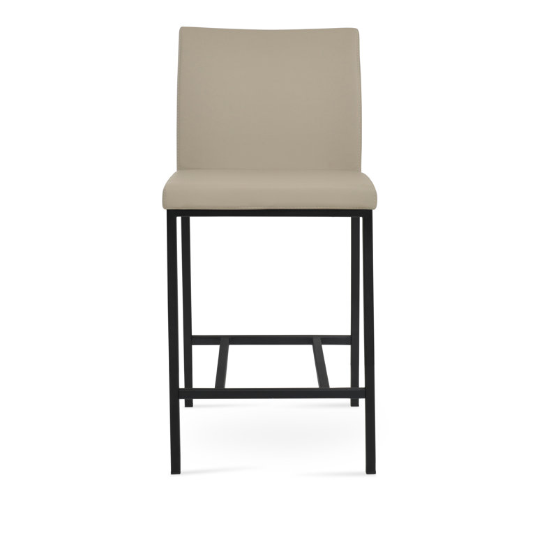 Tabouret Aria, Tabouret de bar (siège d'une hauteur de 29 po), Noir, Similicuir blanc os en microfibres de polyester et