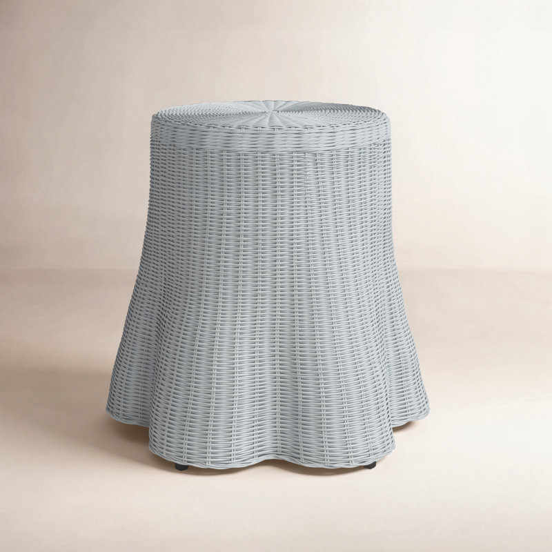 Table de bout en rotin tissé Cabo, Bleu