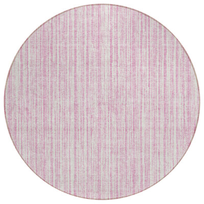 Tapis intérieur lavable rayé rose et ivoire 8 pi