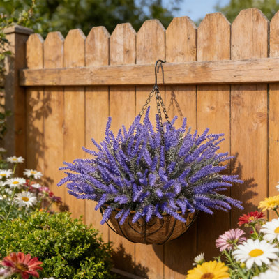 16 paquets de fleurs artificielles d'extérieur lavande artificielle en plastique résistant aux rayons UV pour la cuisine intérieure, sans panier