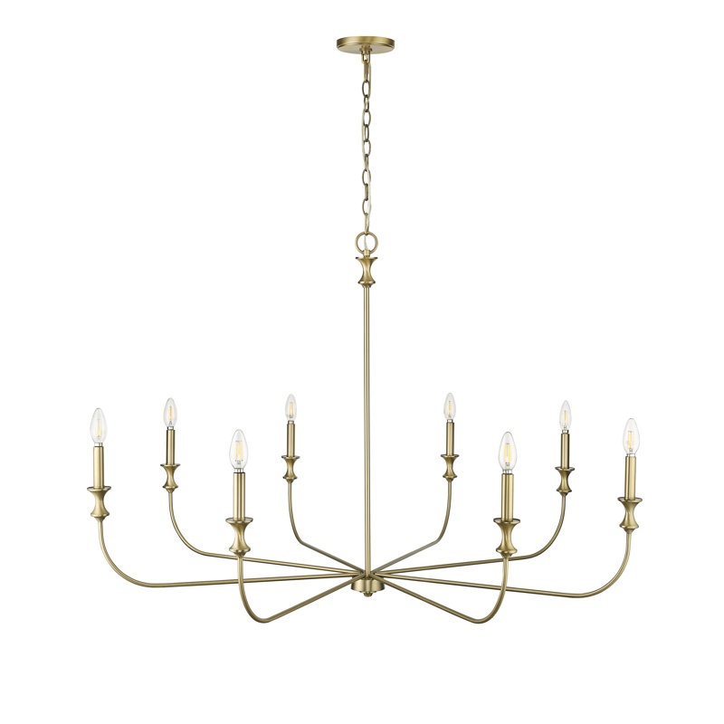 Savanne 8 - Light 47.5" Wide Dimmable Classic / Traditional Chandelier, Vintage Brass