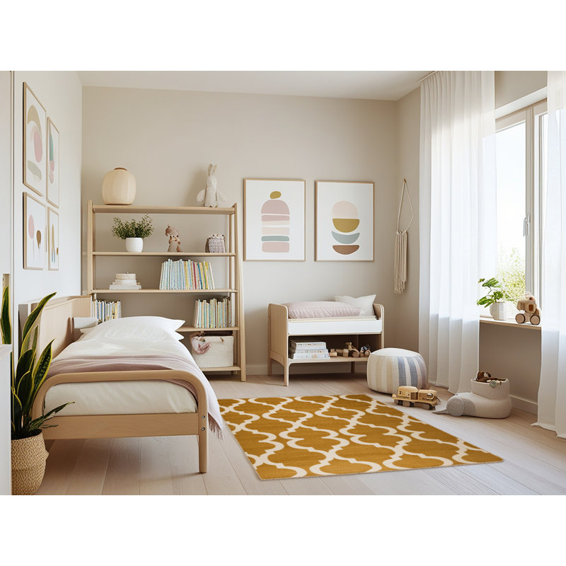 Tapis brun treillis lavable à la machine, Rectangulaire 3 pi x 5 pi