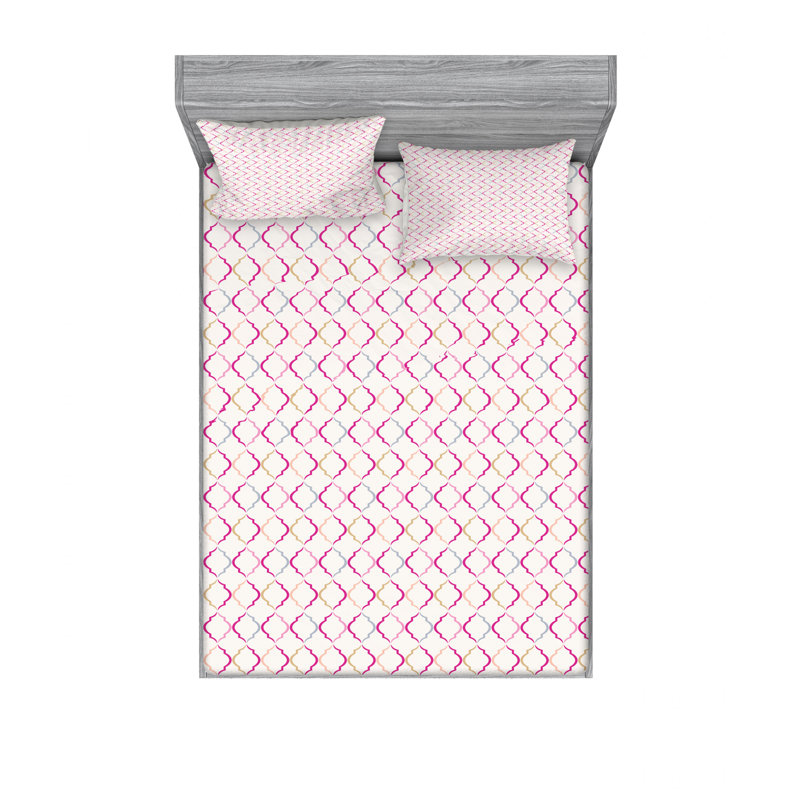Microfiber Chevron Sheet Set, Queen Sheet Set with Fitted Sheet, Victorian Oval Chevron