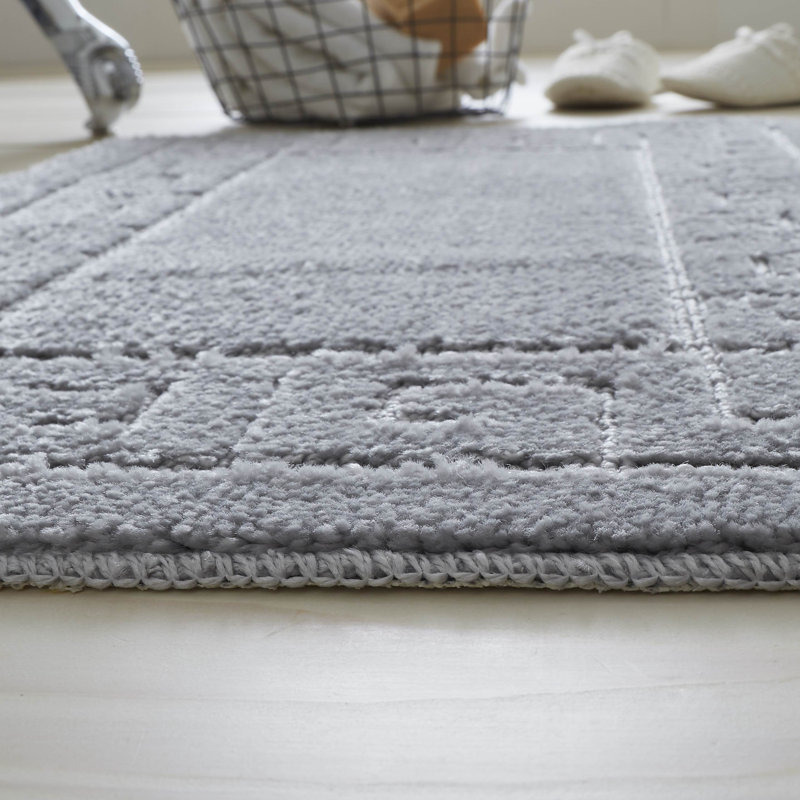 2 Piece Set Rectangle/U-shaped Bath Mat, Silver