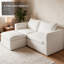 Canapé 2 places en lin blanc avec pouf, canapé moderne rembourré