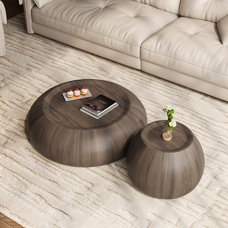 Modern creative round wooden coffee table