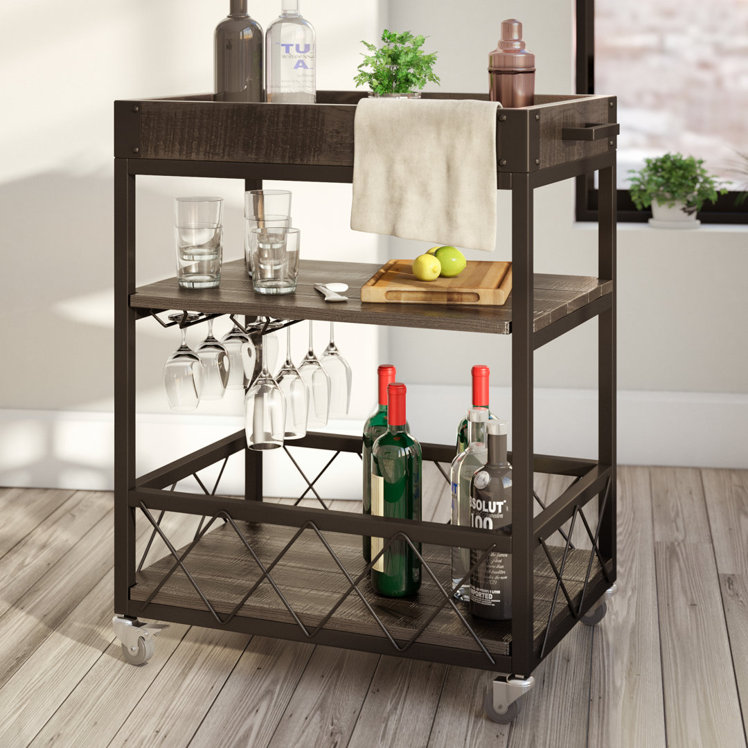 Zona Bar Cart Mercury Row® Top Color: Brown