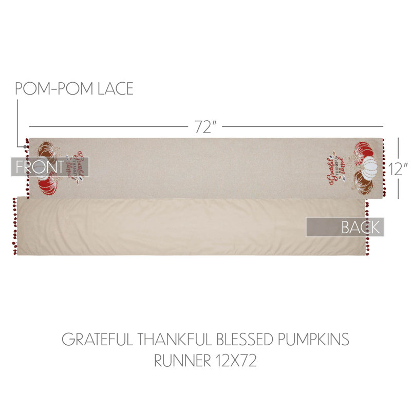 Harvest Blessings Rectangle No Pattern Table Runnner, 12" W x 72" L