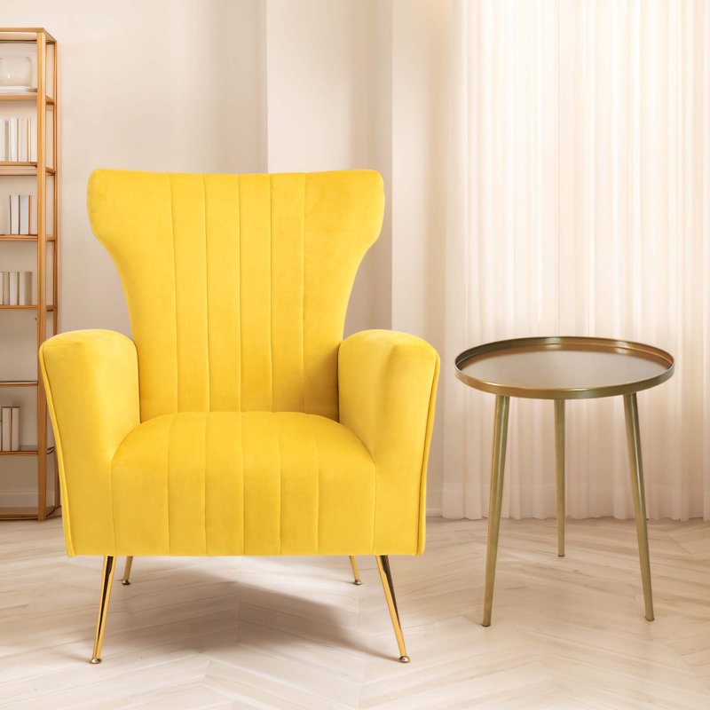 Chaise d'appoint en velours avec table