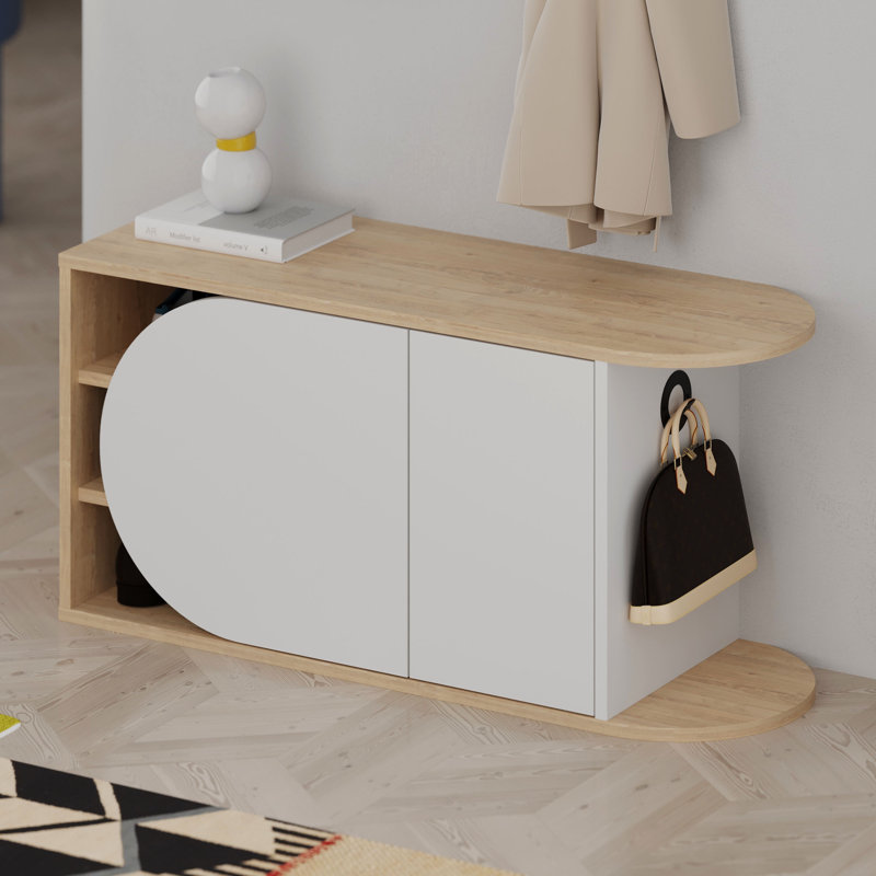9 Pair Shoe Storage Cabinet, Sapphire Oak/White