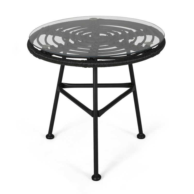 Modern Grey Side Table With And Tempered Glass Top Shatterproof
