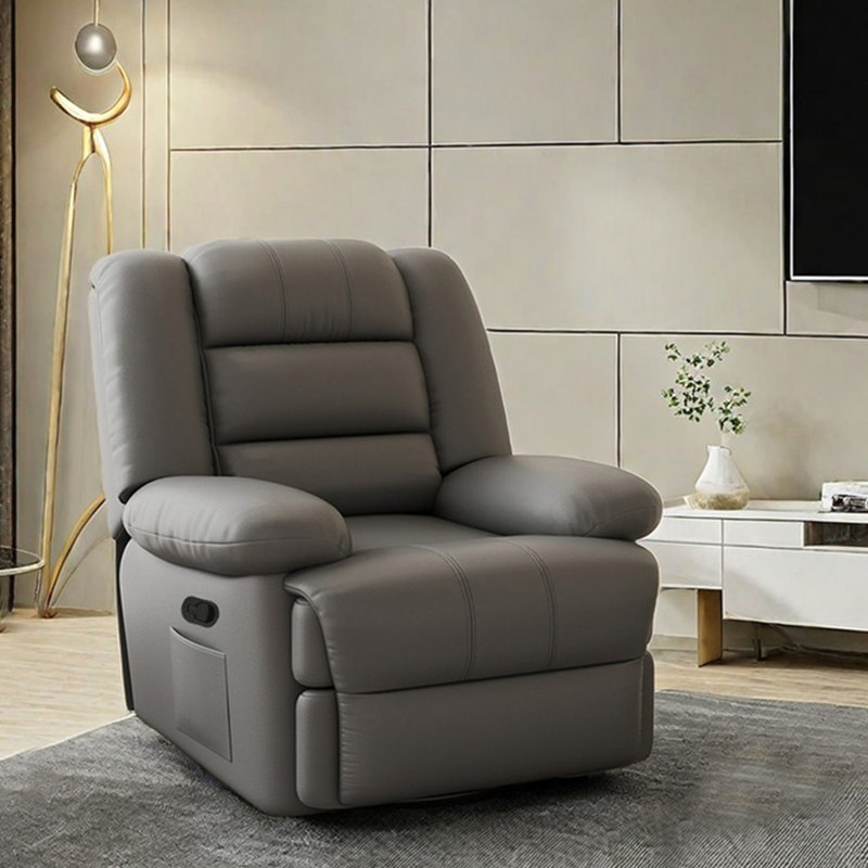 Ergonomic cat scratch leather recliner, Dark Gray Faux Leather