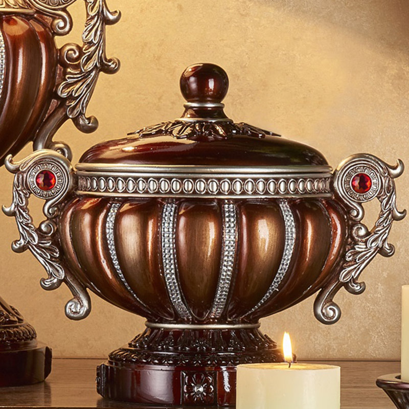 Élégant organisateur de bijoux en polyrésine, décor classique pour chambre à coucher