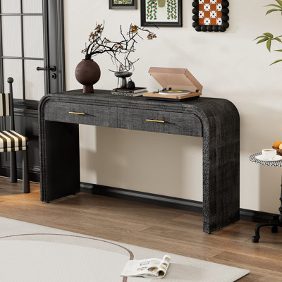 Console unique de style rétro avec deux tiroirs supérieurs pour l'entrée, idéale pour améliorer les espaces de vie