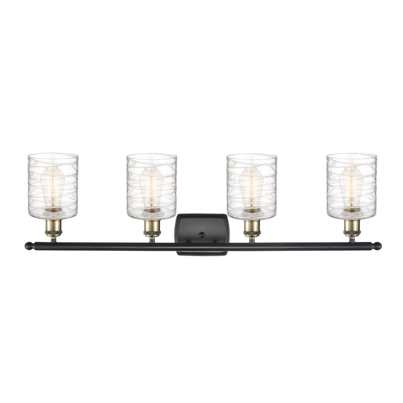 Éclairage de salle de bain à intensité variable 4 lumières Leilani, Ampoule DEL 6 watts Vinage, Laiton antique noir