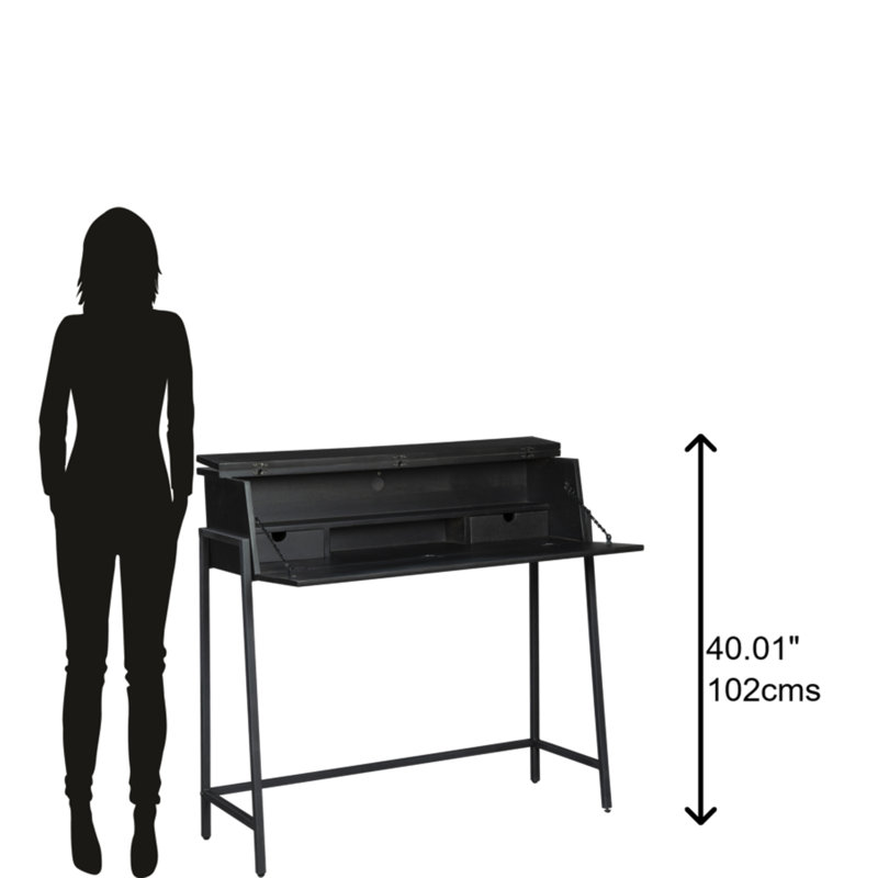 Solid Wood Top Metal Base Writing Desk