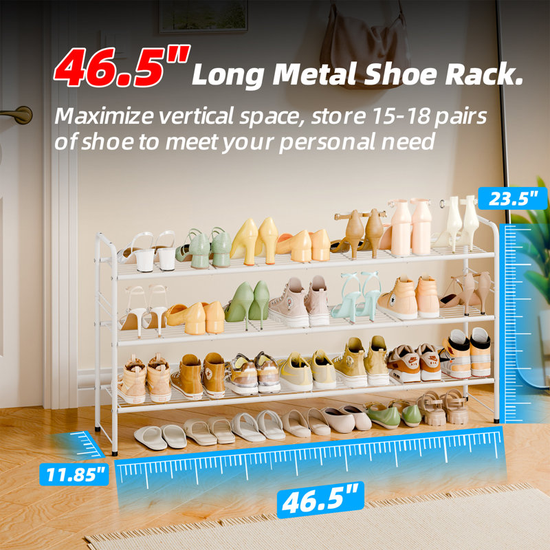 Range-chaussures 46,5 po à 3 niveaux, étagère à chaussures 20 paires, Blanc