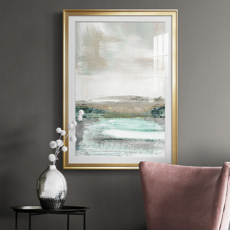 Summer Teal I - peinture sur toile encadrée, Or, H 26,5 po x l 36,5 po x P 1,5 po