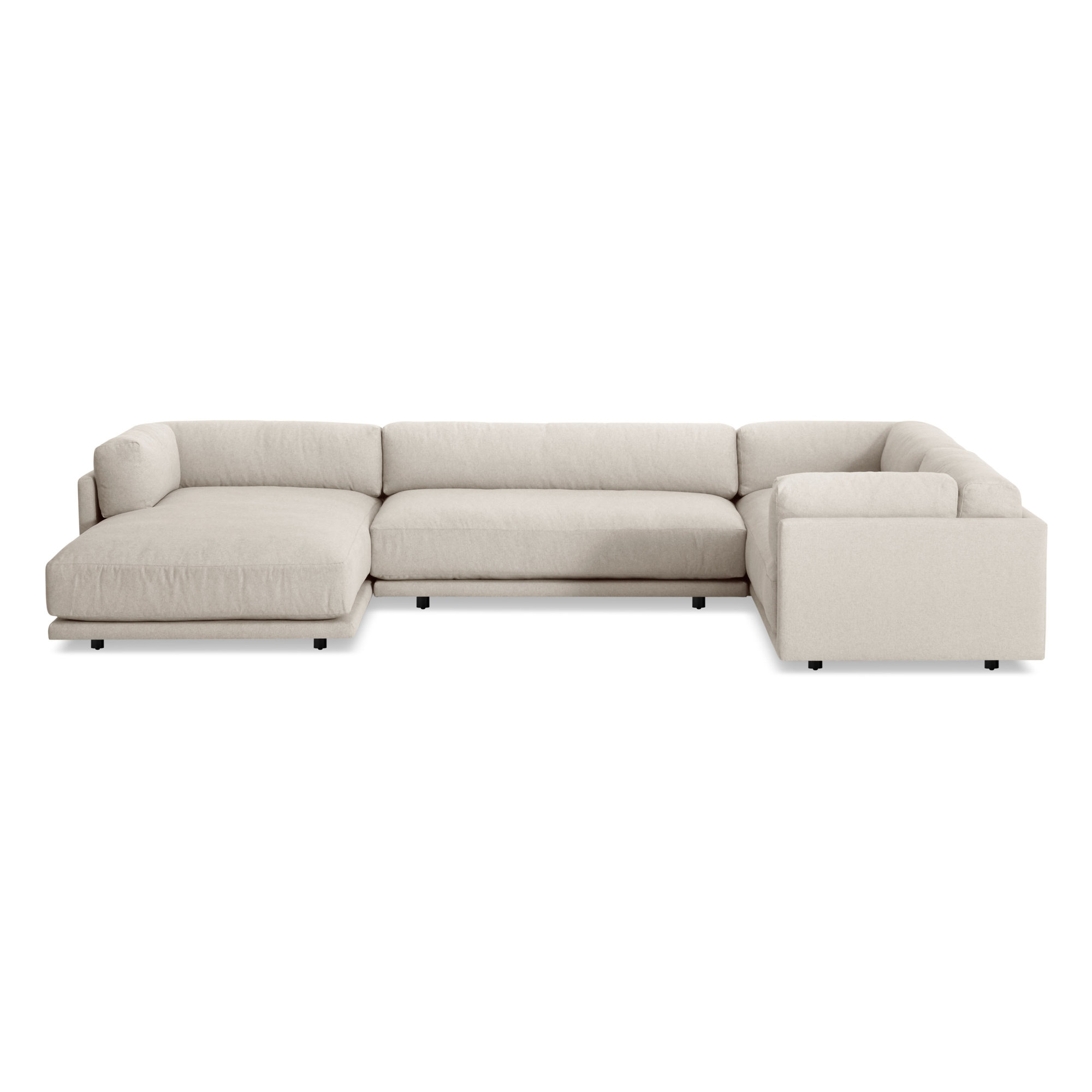 Sunday Upholstered Chaise L-Sectional, Right Hand Facing, Sanford Natural Linen