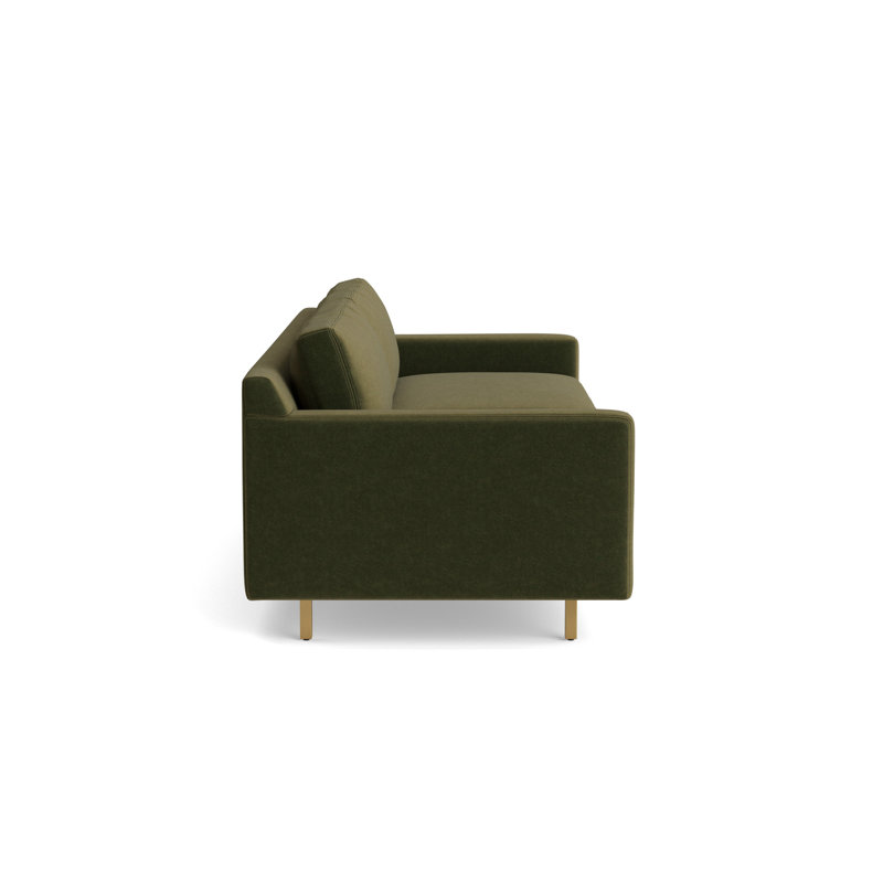 Hunter No Welt 90 Sofa with Metal Leg, Performance Velvet - Balsam, Brushed Brass