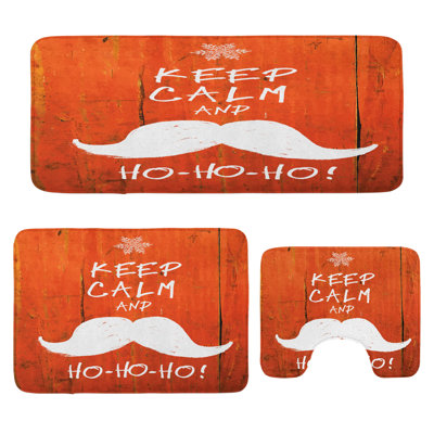  New Year Bathroom Rug Set 3 Pieces U-Shape & Rectangle Mats Vermilion White