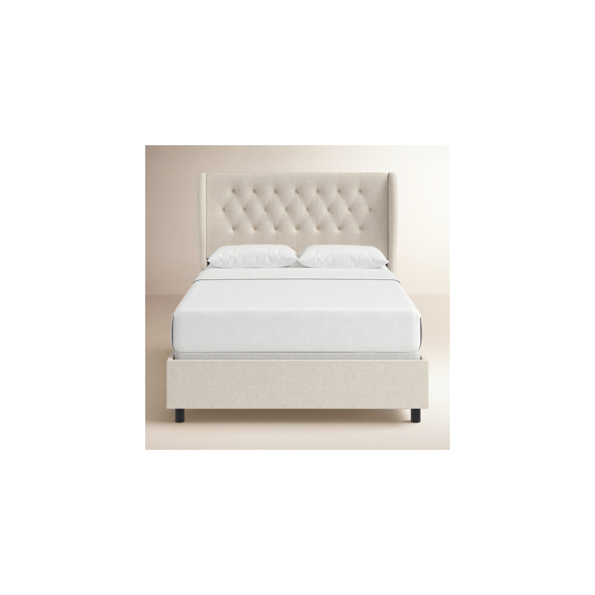 Tomey Upholstered Wingback Bed, Classic Talc Linen, Queen