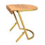 Table d'appoint latérale 17 po en C, plateau en bois de manguier naturel avec rebord, cadre en fer doré