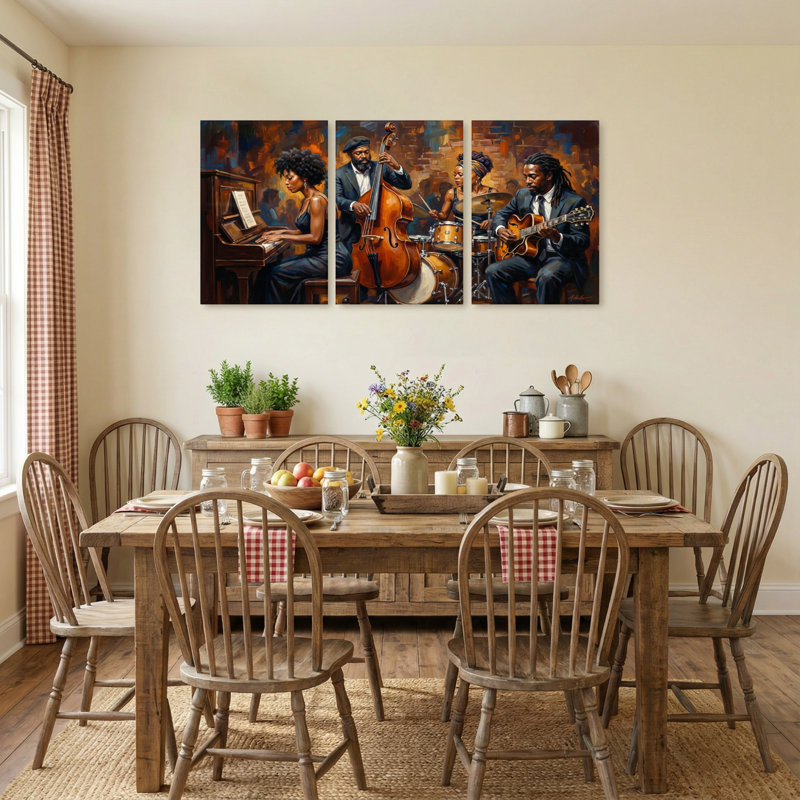 Abstrait, ensemble de 3 reproductions d'art sur toile, 36” H x 72” W