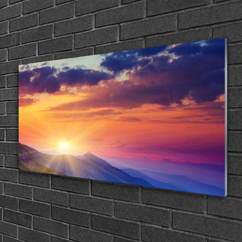 Sun Mountains 1 Piece Wall Art on Glass