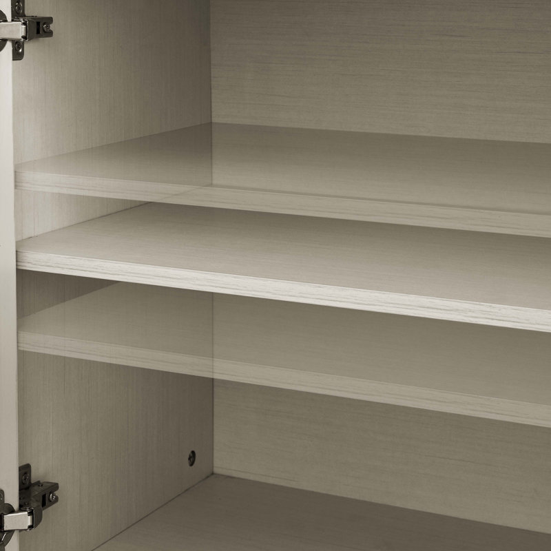 Buffet Mid-Century avec pieds en bois massif, Blanc