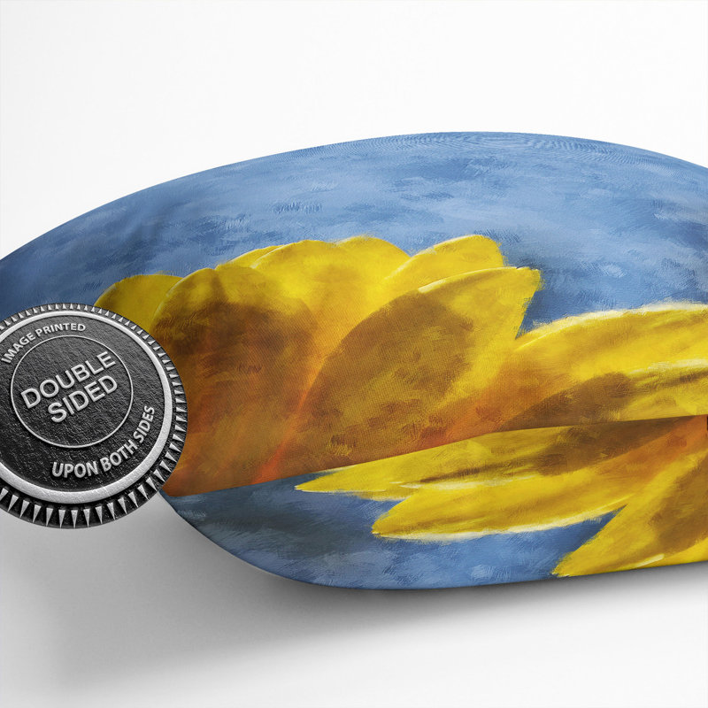 Yellow Daisy Flower Square Throw Cushion, 40cm H x 40cm W x 15cm D