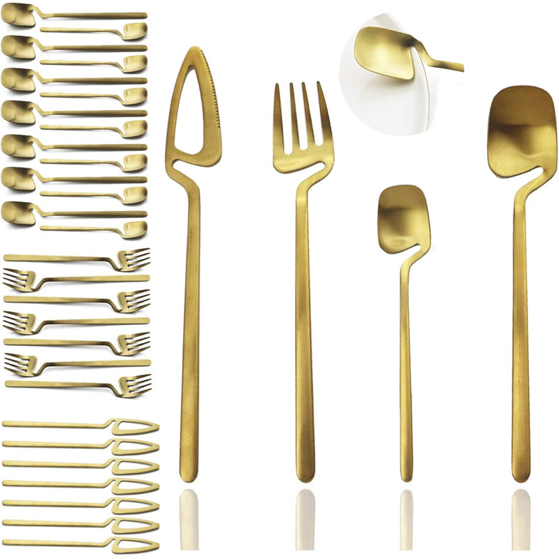 Ensemble de couverts 32 pièces pour 8 personnes, ensemble de couverts en acier inoxydable avec couteau, fourchette, cuillère et cuillère à café, va au lave-vaisselle, finition mate