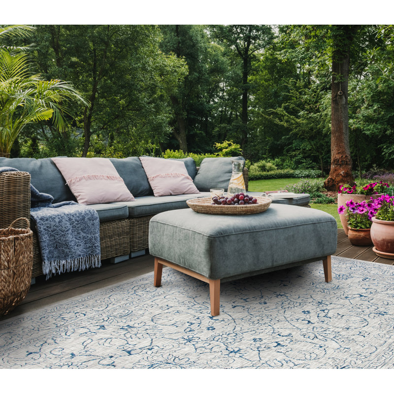 Abhik Grey/Navy Indoor/Outdoor Rug