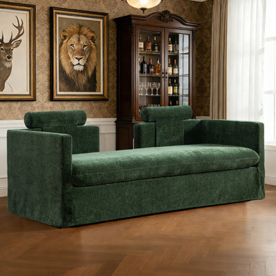 82.80 W Sturdy & Durable Green Chenille Sofa for Living Room,Easy Clean