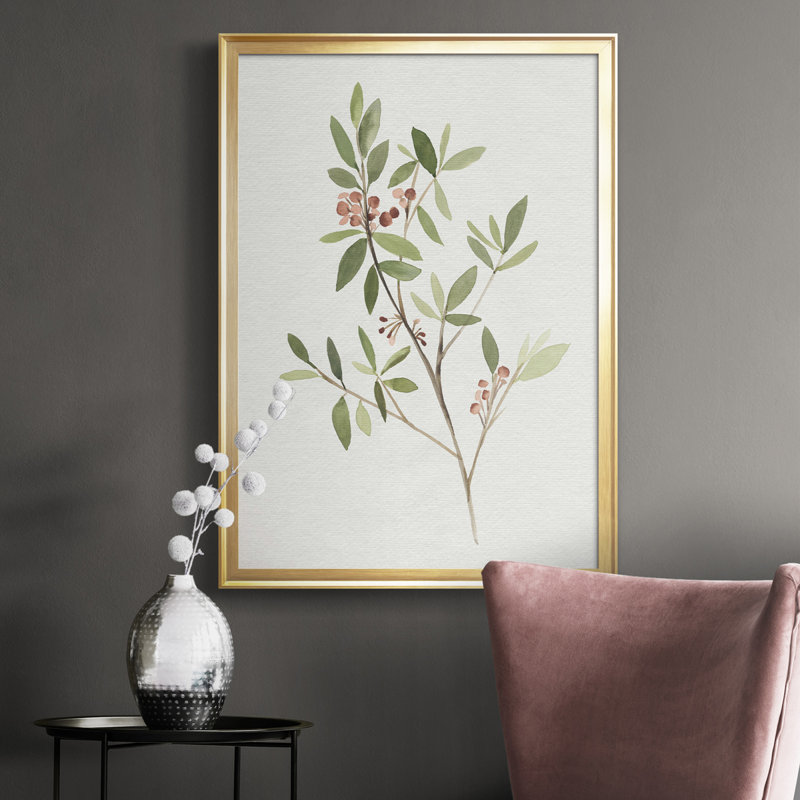 Toile encadrée simple Sprig IV de qualité supérieure - prête à être accrochée, Cadre doré, H 42,5 po x l 30,5 po x P 1 po