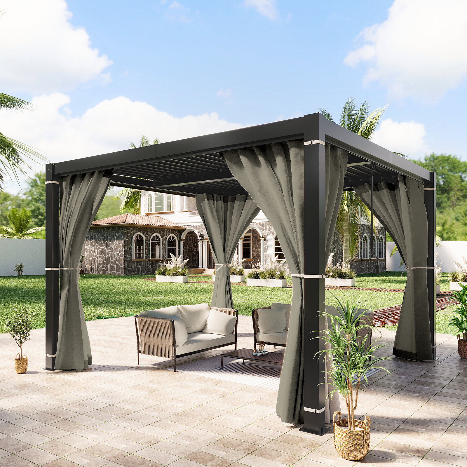 Hermes Aluminum Pergola with Canopy & Reviews | Wayfair