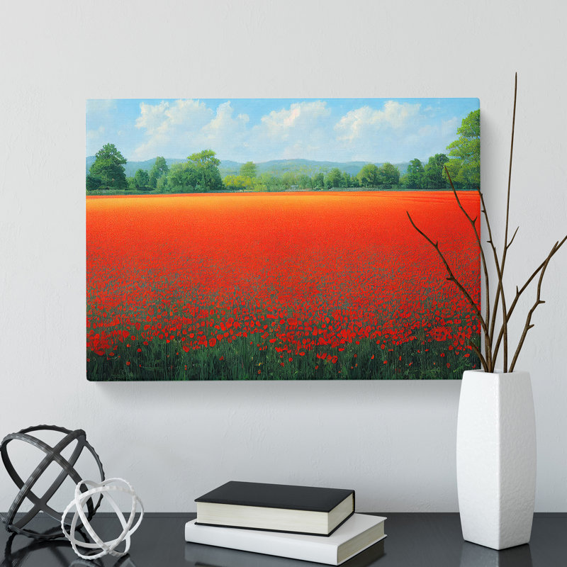 Adorable Poppy Field Flowers - Wrapped Canvas, 35cm H x 50cm W x 3cm D