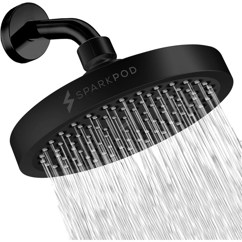 6" Matte Black Ceiling Mounted Rain Shower Head with Filter