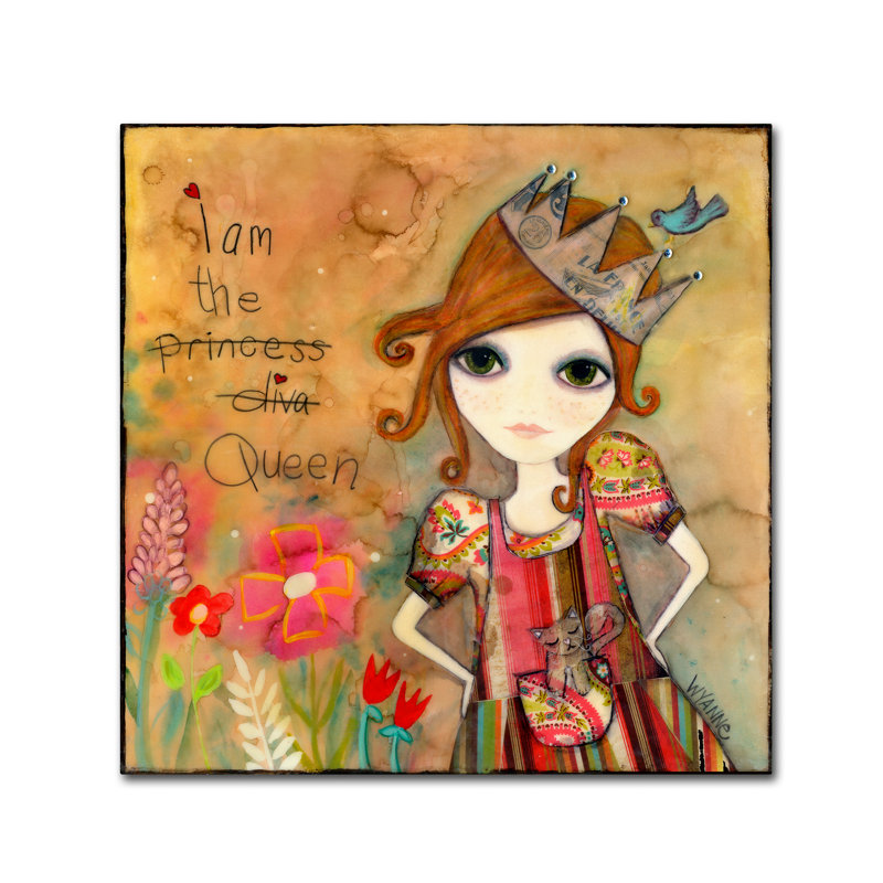 Berkley «Big Eyed Girl I Am the Queen (With Words)», reproduction sur toile tendue, H 14 po x l 14 po x P 2 po
