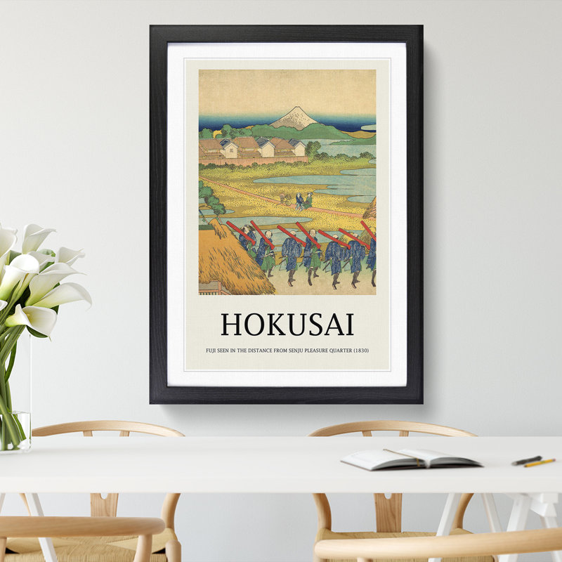 Fuji Seen In The Distance by Katsushika Hokusai - Single Picture Frame Print, 65cm H x 48cm W x 2cm D, Black Framed