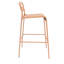 2 tabourets de bar d'extérieur en fer, finition craquelée mate, orange, assise confortable, 2 tabourets en fer, lambris moderne pour