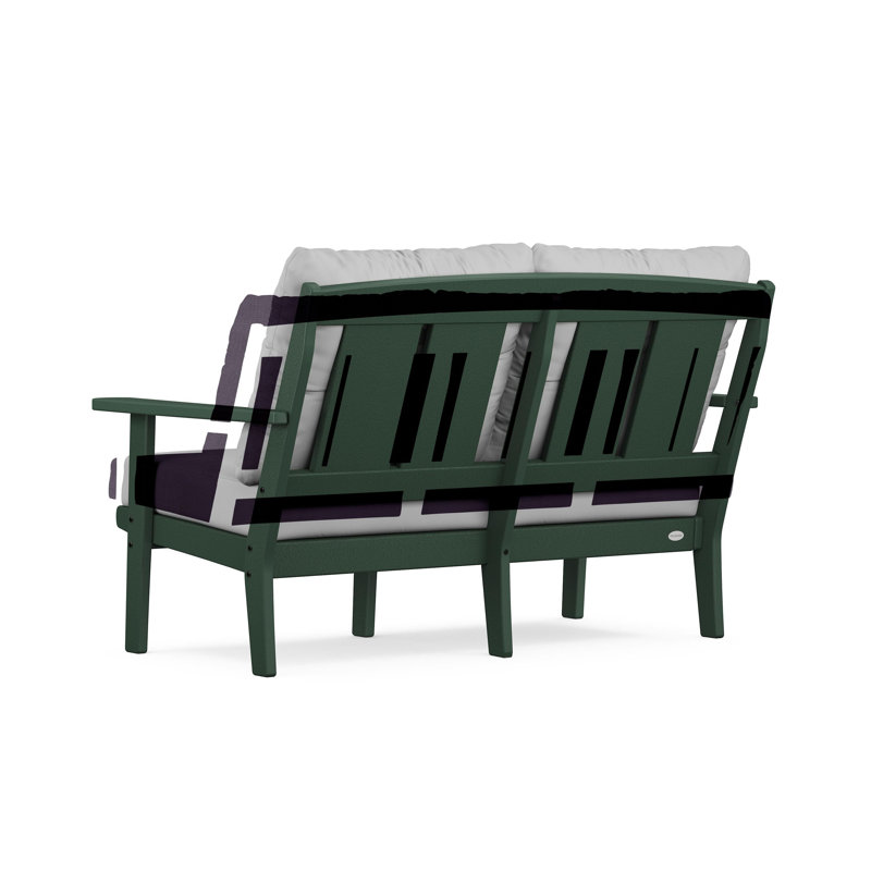 Lakeside Mission Deep Seating Sofa, White, Navy Linen