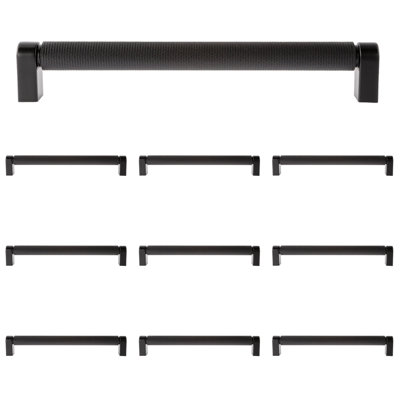 Lot de poignées de tiroir Kent moletées 7 po (17,8 cm) d'entraxe, noir mat satiné
