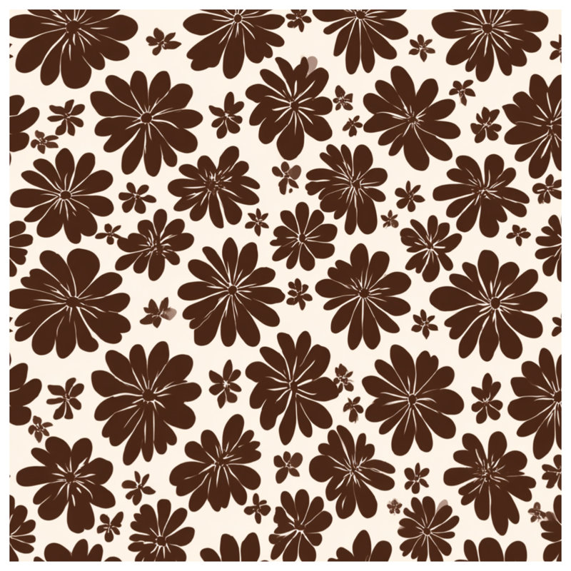 Housse de couette à motif floral, Housse de couette pour lit simple, Motif floral brun / beige