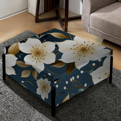 Minimalist Poppy Wonders - Grand repose-pieds carré floral